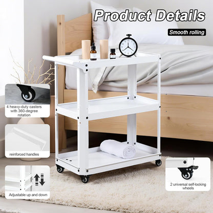 3 Tier Metal Utility Rolling Cart with Wheels, Yellow | Heavy Duty Storage Organizer, 330Lbs Capacity, Multi-Purpose, For Kitchen, Bathroom, Office, Bedroom