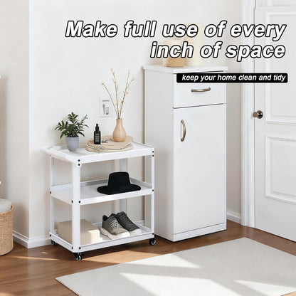 3 Tier Metal Utility Rolling Cart with Wheels, Yellow | Heavy Duty Storage Organizer, 330Lbs Capacity, Multi-Purpose, For Kitchen, Bathroom, Office, Bedroom