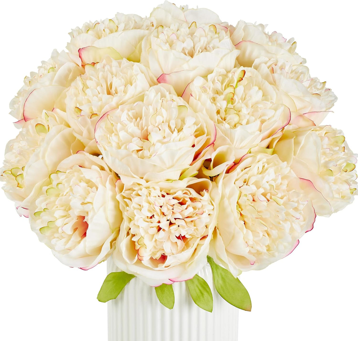 10PCS Artificial Peony Flowers, Real Touch Fake Silk Bouquet with Stems for Home Mothers Day Wedding Party Centerpieces Table Decoration Indoor(Champagne)