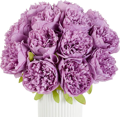 10PCS Artificial Peony Flowers, Real Touch Fake Silk Bouquet with Stems for Home Mothers Day Wedding Party Centerpieces Table Decoration Indoor(Champagne)