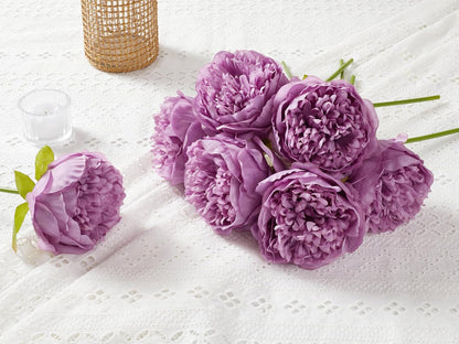 10PCS Artificial Peony Flowers, Real Touch Fake Silk Bouquet with Stems for Home Mothers Day Wedding Party Centerpieces Table Decoration Indoor(Champagne)