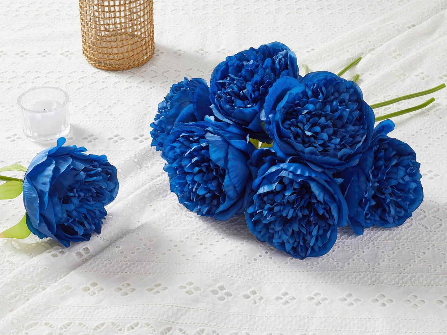 10PCS Artificial Peony Flowers, Real Touch Fake Silk Bouquet with Stems for Home Mothers Day Wedding Party Centerpieces Table Decoration Indoor(Champagne)