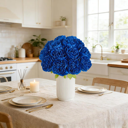 10PCS Artificial Peony Flowers, Real Touch Fake Silk Bouquet with Stems for Home Mothers Day Wedding Party Centerpieces Table Decoration Indoor(Champagne)