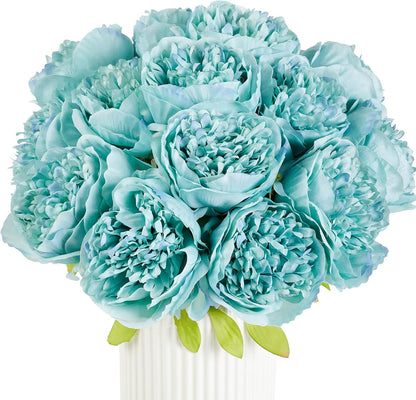 10PCS Artificial Peony Flowers, Real Touch Fake Silk Bouquet with Stems for Home Mothers Day Wedding Party Centerpieces Table Decoration Indoor(Champagne)