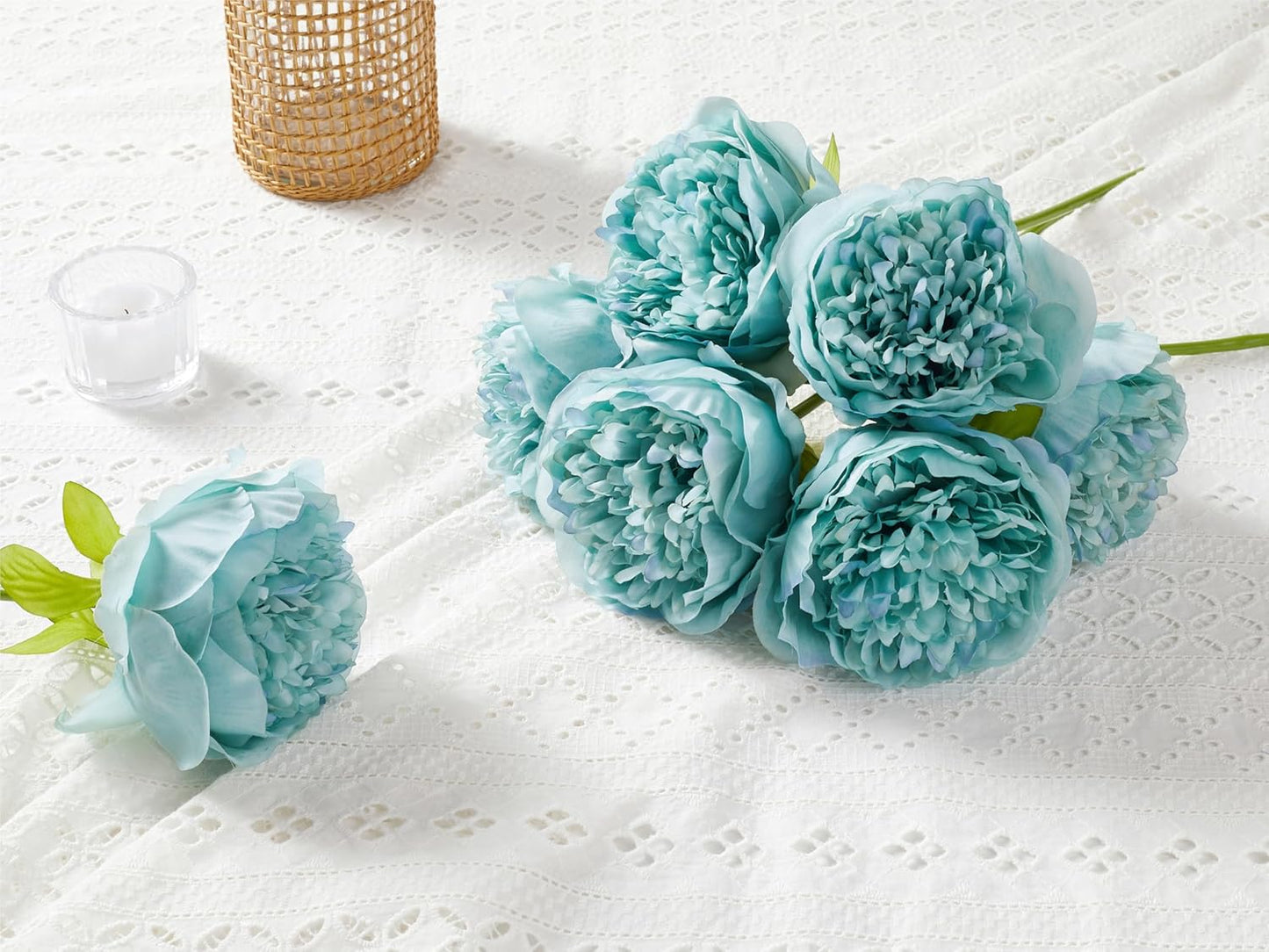 10PCS Artificial Peony Flowers, Real Touch Fake Silk Bouquet with Stems for Home Mothers Day Wedding Party Centerpieces Table Decoration Indoor(Champagne)