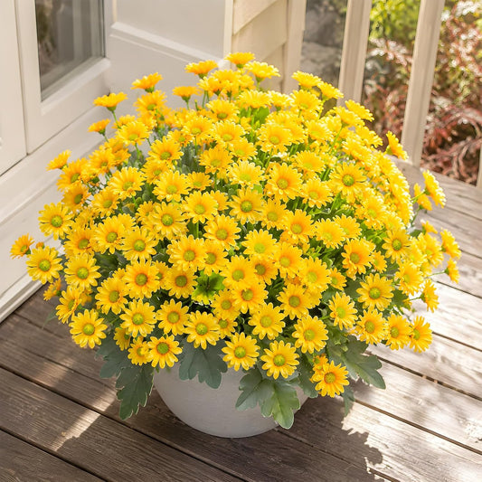 12 Pcs Daisy Artificial Flowers for Outdoors Decoration (Yellow) | UV Resistant Artificial Outdoor Plants, Faux Plants for Autumn Garden, Front Door, Porch, Window Box, Hanging Planters
