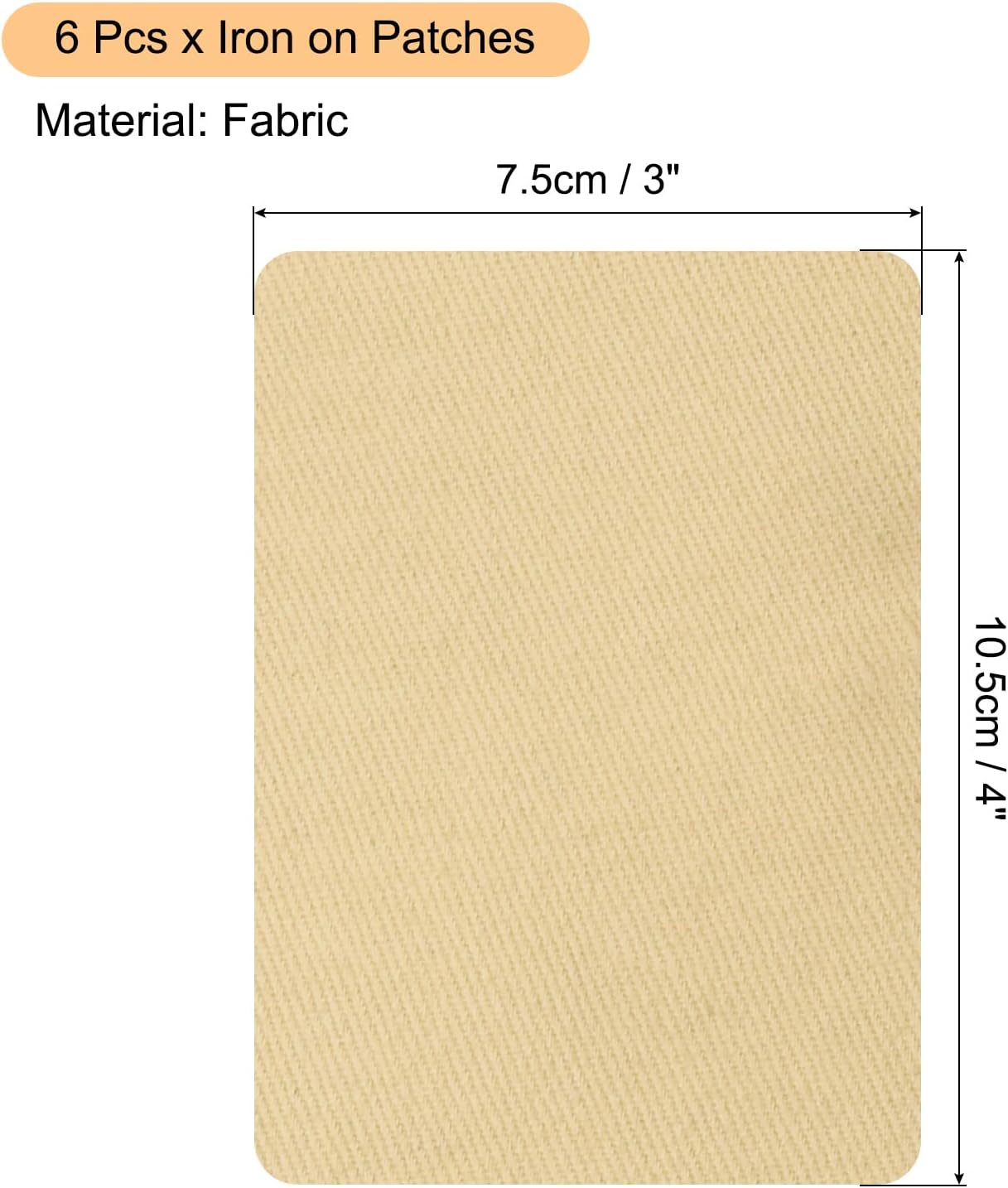 6 Pcs Iron on Patches Fabric Repair Patch 4"x3" Patches for Clothes Iron on Patches for Jeans, Bags, Sofa,Tent Cream Yellow