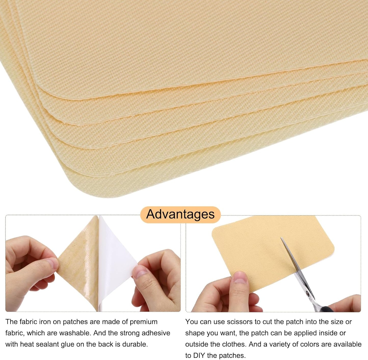 6 Pcs Iron on Patches Fabric Repair Patch 4"x3" Patches for Clothes Iron on Patches for Jeans, Bags, Sofa,Tent Cream Yellow