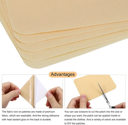 6 Pcs Iron on Patches Fabric Repair Patch 4"x3" Patches for Clothes Iron on Patches for Jeans, Bags, Sofa,Tent Cream Yellow