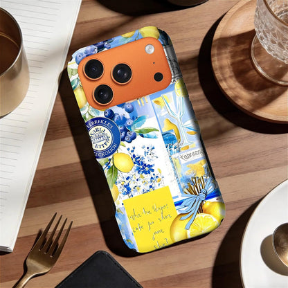 for iPhone 17 Pro Max Case for MagSafe Non Slip Hard Shell Acrylic and Silicone Soft Shell Combination Phone Style 2-in-1 Lemon Blueberry Summer Pattern