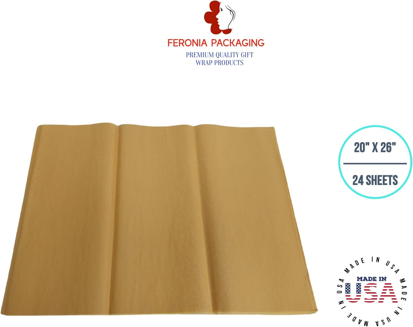 Noble Gold Tissue Paper Squares, Bulk 24 Sheets, Premium Gift Wrap and Art Supplies for Birthdays, Holidays, or Presents , Large 20 Inch x 26 Inch