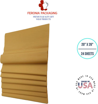Noble Gold Tissue Paper Squares, Bulk 24 Sheets, Premium Gift Wrap and Art Supplies for Birthdays, Holidays, or Presents , Large 20 Inch x 26 Inch