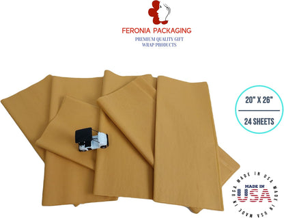 Noble Gold Tissue Paper Squares, Bulk 24 Sheets, Premium Gift Wrap and Art Supplies for Birthdays, Holidays, or Presents , Large 20 Inch x 26 Inch