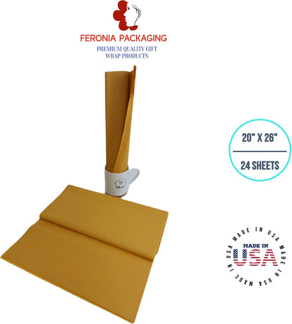 Noble Gold Tissue Paper Squares, Bulk 24 Sheets, Premium Gift Wrap and Art Supplies for Birthdays, Holidays, or Presents , Large 20 Inch x 26 Inch