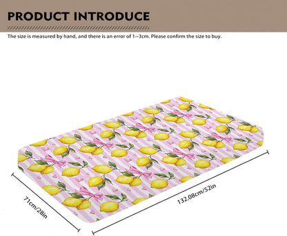 Cute Lemon Bows Pink Stripes Baby Crib Sheet for Boys & Girls 52x28x9 in Yellow Lemons Leaves Baby Sheet for Standard Crib and Toddler Bed Mattress Summer Fruit Bed Sheets