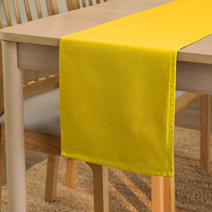 Table Runner 13"x72" Long | Cotton Canvas Fabric | Sunbeam Yellow Solid Color | Machine Washable & Durable