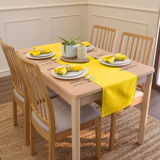 Table Runner 13"x72" Long | Cotton Canvas Fabric | Sunbeam Yellow Solid Color | Machine Washable & Durable