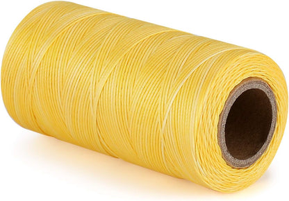 Waxed Thread - 284 Yards (260 Meters) 0.8mm 150D Polyester Wax Thread for Leather Sewing, Bookbinding, Stitching, Repairing, Beading, & DIY Projects (Yellow)