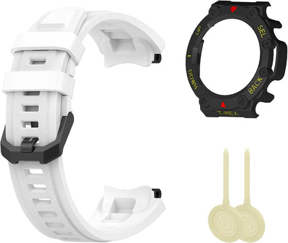 Band with Case for Amazfit T-Rex 2 Watch, Hard PC Protective Bumper Cover Replacement Silicone Watch Strap for Amazfit T Rex 2 Smartwatch Accessory