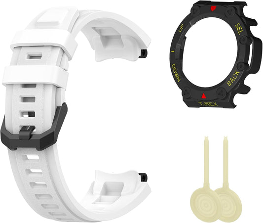 Band with Case for Amazfit T-Rex 2 Watch, Hard PC Protective Bumper Cover Replacement Silicone Watch Strap for Amazfit T Rex 2 Smartwatch Accessory
