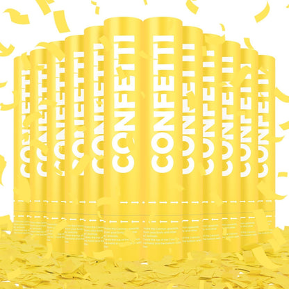 Confetti Cannon Yellow Biodegradable Confetti Poppers 12Pack Party Poppers Shooters Yellow Sticks for Wedding Graduation Engagement Anniversary Bridal Shower Valentines Day Birthday