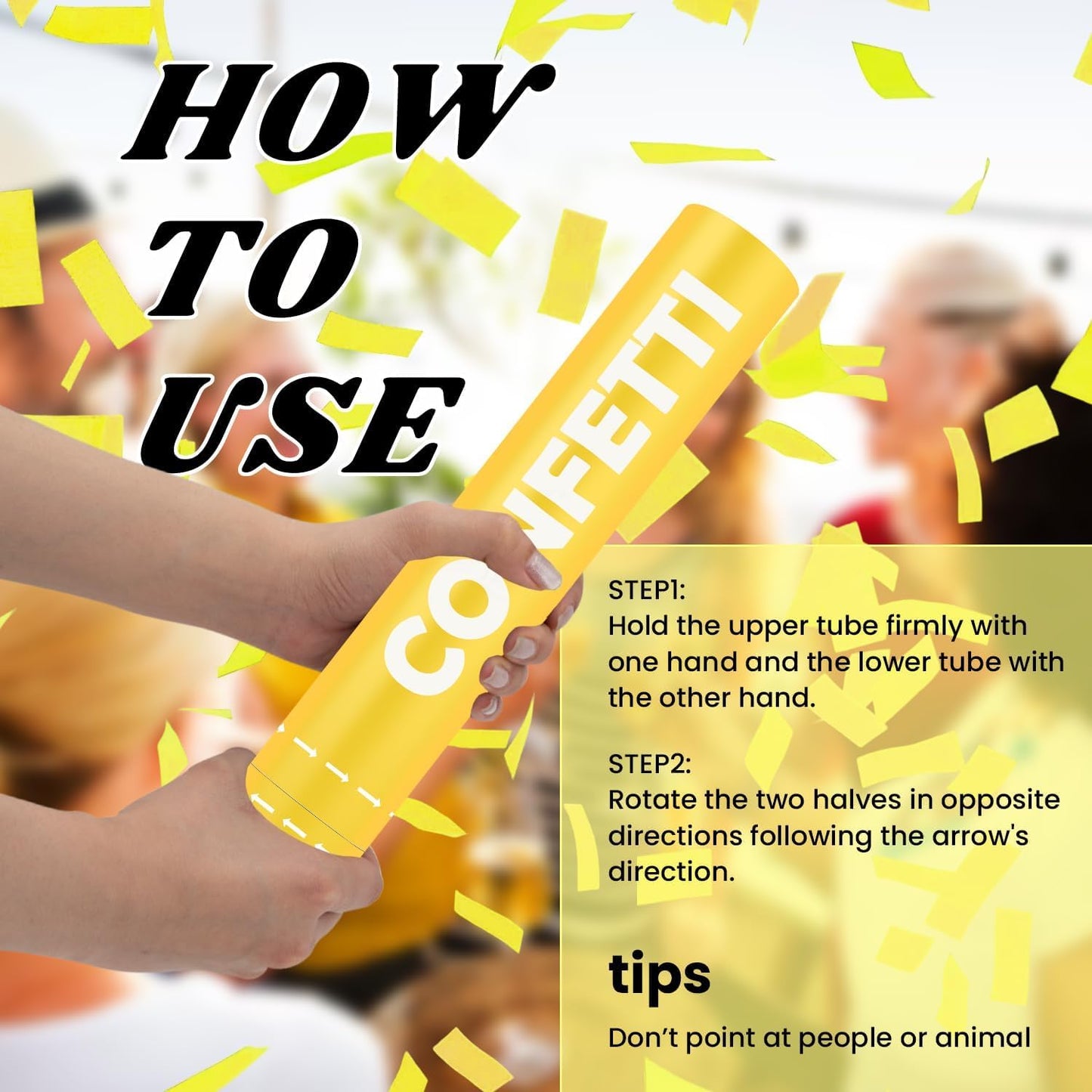 Confetti Cannon Yellow Biodegradable Confetti Poppers 12Pack Party Poppers Shooters Yellow Sticks for Wedding Graduation Engagement Anniversary Bridal Shower Valentines Day Birthday
