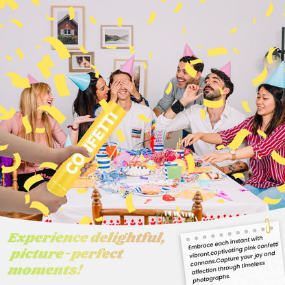Confetti Cannon Yellow Biodegradable Confetti Poppers 12Pack Party Poppers Shooters Yellow Sticks for Wedding Graduation Engagement Anniversary Bridal Shower Valentines Day Birthday