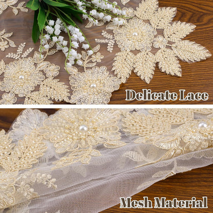 2Pcs Mesh Lace Doily, 40cm*40cm Placemat with Yellow Lace Trim, Coffee Table Topper Washable Dinner Mat for Dining Room Kitchen Wedding Banquet
