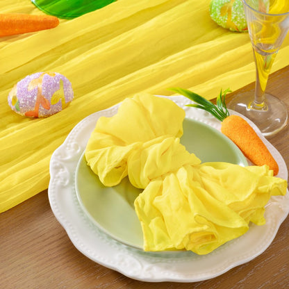 12 Pack Lemon Yellow Cheesecloth Napkins Summer Cloth Napkins Set of 12 Dinner Napkins Bulk 21x21 Inches for Wedding Bridal Shower Baby Shower Parties