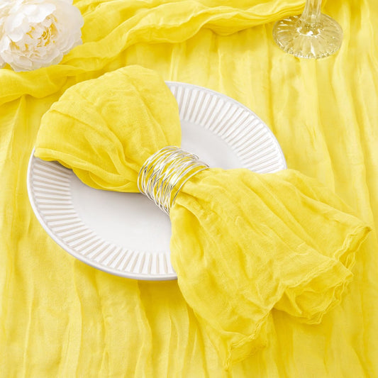 12 Pack Lemon Yellow Cheesecloth Napkins Summer Cloth Napkins Set of 12 Dinner Napkins Bulk 21x21 Inches for Wedding Bridal Shower Baby Shower Parties