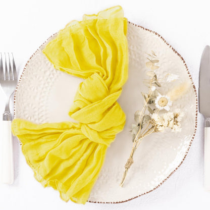 12 Pack Lemon Yellow Cheesecloth Napkins Summer Cloth Napkins Set of 12 Dinner Napkins Bulk 21x21 Inches for Wedding Bridal Shower Baby Shower Parties