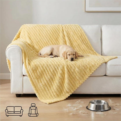 Emotional Support Blanket Yellow, Dog Mood Calming Blanket, Soft Ribbed Plush Throw for Sofa Bed Kennel Crate, Washable Cozy Cover with for Small Medium Large Breeds(Yellow,39 * 59in)