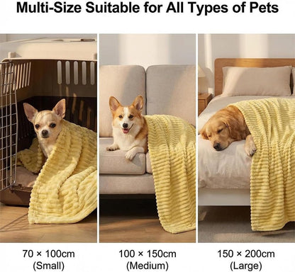 Emotional Support Blanket Yellow, Dog Mood Calming Blanket, Soft Ribbed Plush Throw for Sofa Bed Kennel Crate, Washable Cozy Cover with for Small Medium Large Breeds(Yellow,39 * 59in)