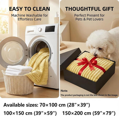 Emotional Support Blanket Yellow, Dog Mood Calming Blanket, Soft Ribbed Plush Throw for Sofa Bed Kennel Crate, Washable Cozy Cover with for Small Medium Large Breeds(Yellow,39 * 59in)