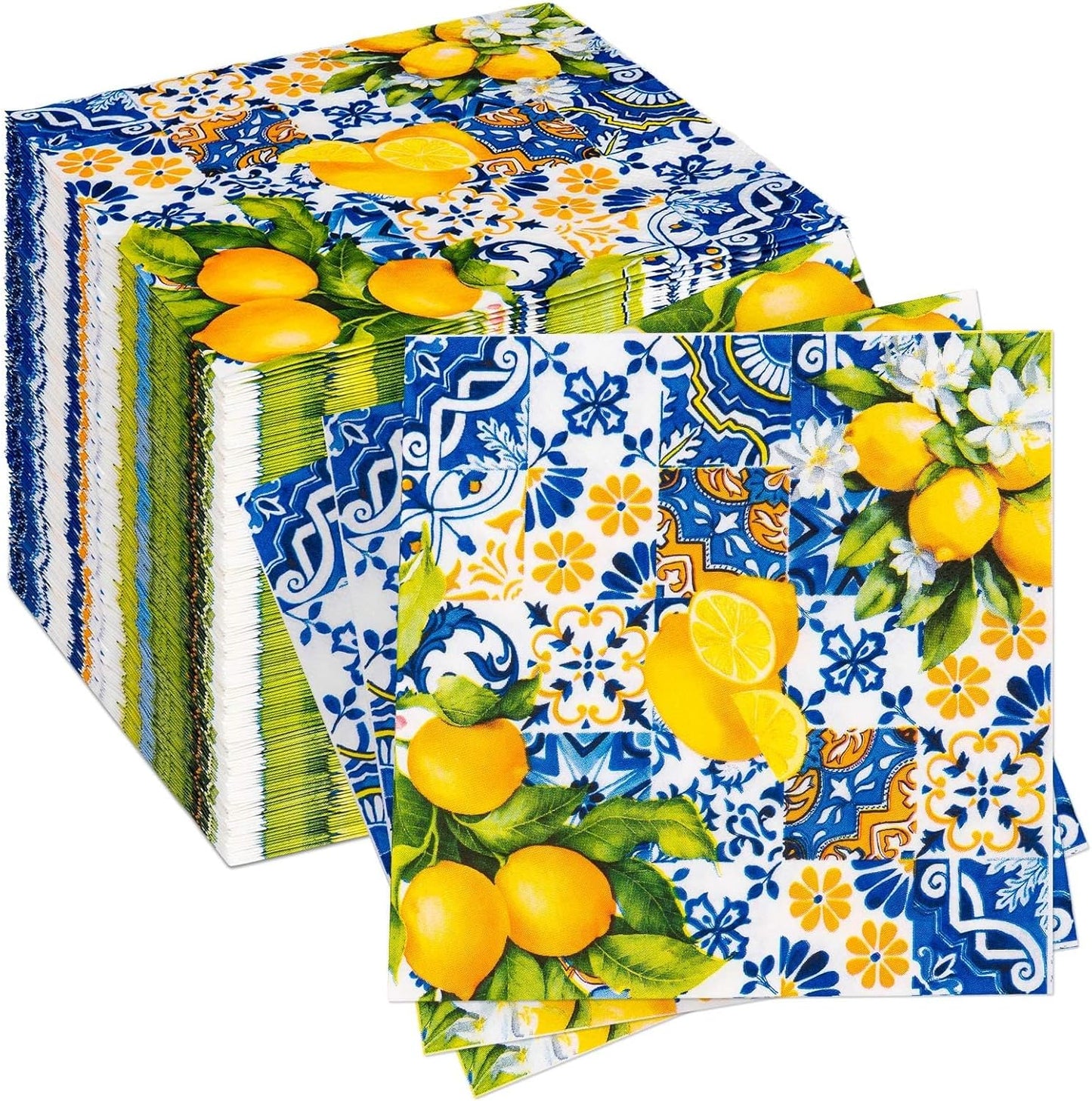 Lemon Napkins 60Pcs Yellow Paper Napkins Disposable Decorative Summer Party Napkin for Amalfi Coast Decor Lemon Themed Party Supplies