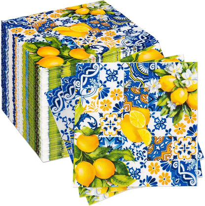 Lemon Napkins 60Pcs Yellow Paper Napkins Disposable Decorative Summer Party Napkin for Amalfi Coast Decor Lemon Themed Party Supplies