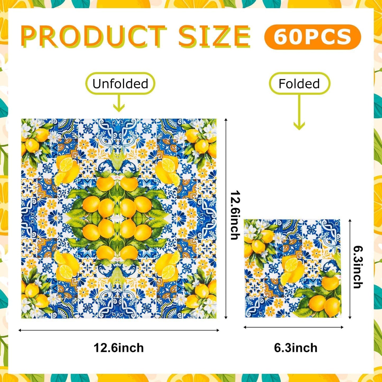 Lemon Napkins 60Pcs Yellow Paper Napkins Disposable Decorative Summer Party Napkin for Amalfi Coast Decor Lemon Themed Party Supplies