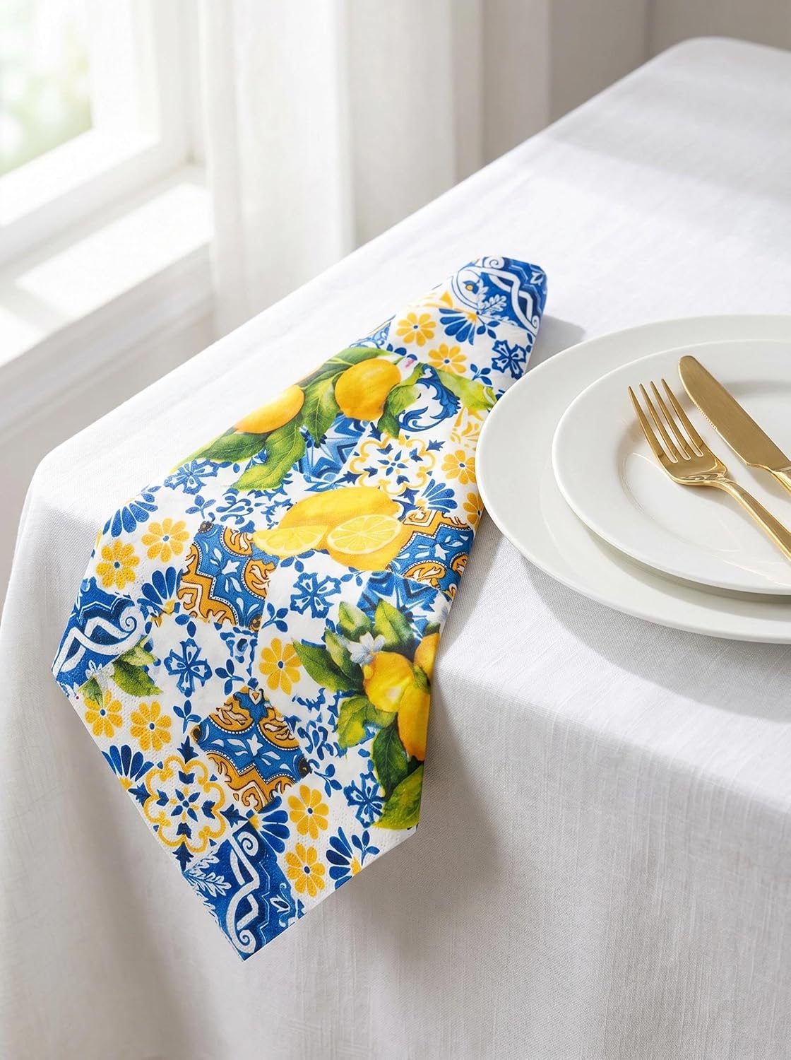 Lemon Napkins 60Pcs Yellow Paper Napkins Disposable Decorative Summer Party Napkin for Amalfi Coast Decor Lemon Themed Party Supplies