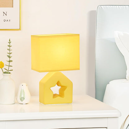 Vera Yellow Small Table Lamp for Living Room as Bedside Table Lamp for Bedroom,Modern Kids Night Ceramic Table Lamp,6.69×4.72×H10.83IN,Bulb Excluded