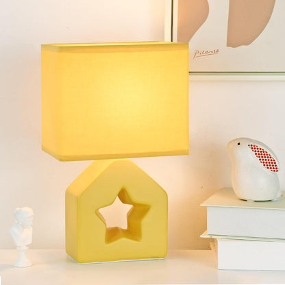 Vera Yellow Small Table Lamp for Living Room as Bedside Table Lamp for Bedroom,Modern Kids Night Ceramic Table Lamp,6.69×4.72×H10.83IN,Bulb Excluded