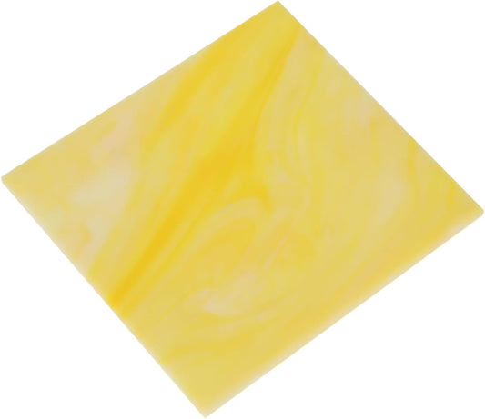 Stained Glass Sheet Mosaic Tile 3.9 Inch x 3.9 Inch Light Yellow Stained Glass Sheets for Crafts DIY, Art Project