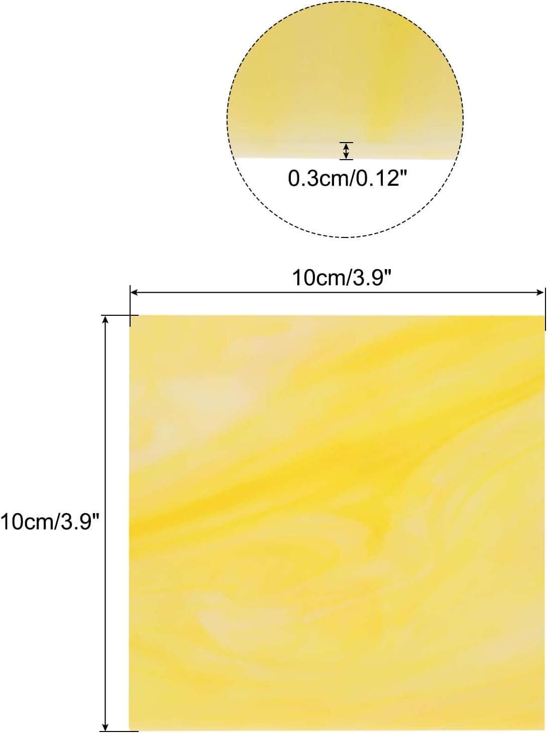 Stained Glass Sheet Mosaic Tile 3.9 Inch x 3.9 Inch Light Yellow Stained Glass Sheets for Crafts DIY, Art Project