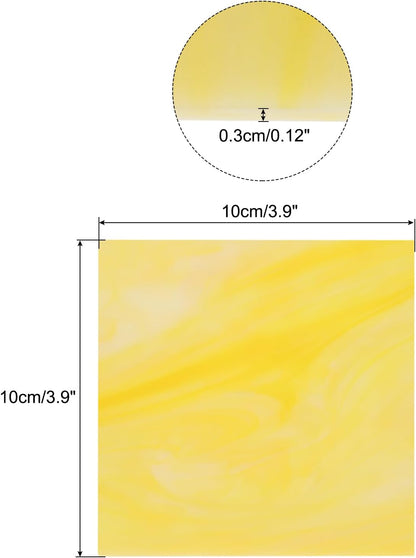 Stained Glass Sheet Mosaic Tile 3.9 Inch x 3.9 Inch Light Yellow Stained Glass Sheets for Crafts DIY, Art Project