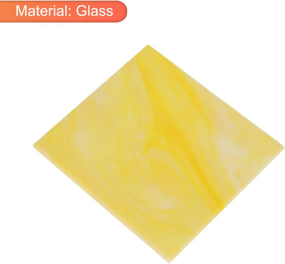 Stained Glass Sheet Mosaic Tile 3.9 Inch x 3.9 Inch Light Yellow Stained Glass Sheets for Crafts DIY, Art Project