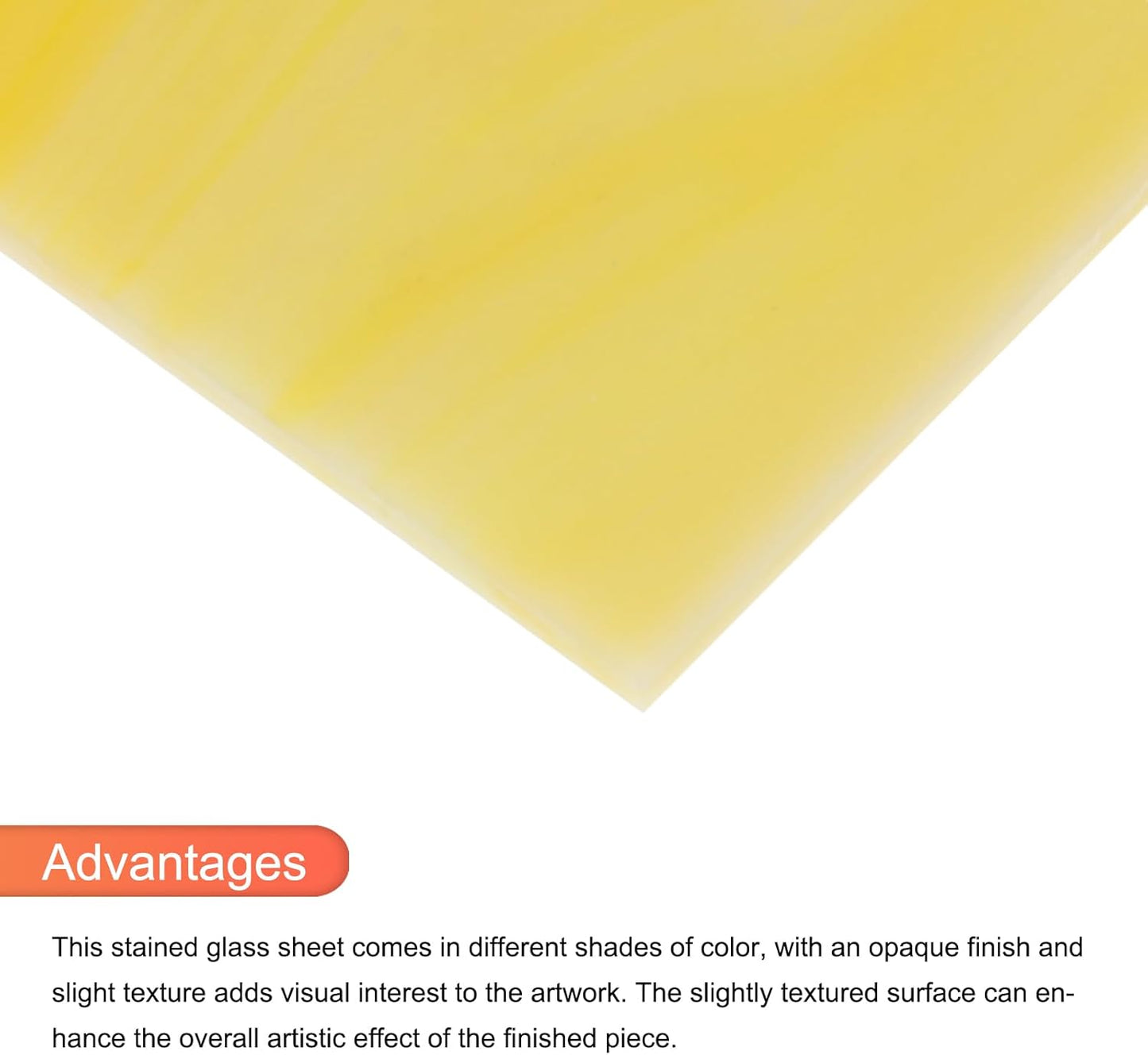 Stained Glass Sheet Mosaic Tile 3.9 Inch x 3.9 Inch Light Yellow Stained Glass Sheets for Crafts DIY, Art Project