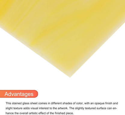 Stained Glass Sheet Mosaic Tile 3.9 Inch x 3.9 Inch Light Yellow Stained Glass Sheets for Crafts DIY, Art Project