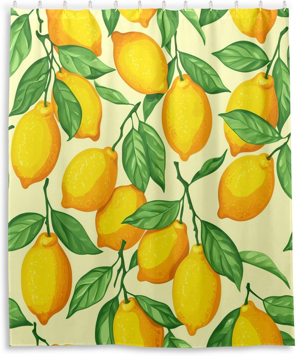 Shower Curtain for Bathroom, Yellow Lemons Waterproof Washable Shower Bath Curtain for Home Hotels with 12 Hooks, 60x72 in