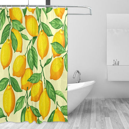 Shower Curtain for Bathroom, Yellow Lemons Waterproof Washable Shower Bath Curtain for Home Hotels with 12 Hooks, 60x72 in