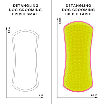 Detangling Dog Brush for Long Hair Breeds, Large, Pink & Yellow | Dog grooming tool with patented two-tier teeth to detangle & lift dirt for thick, double-coated dogs & wet or dry fur