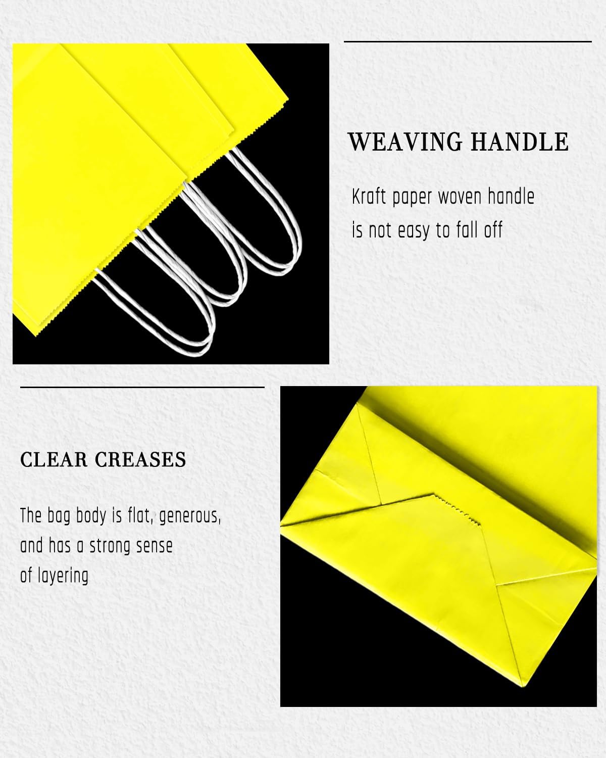 24Pcs Paper Gift Bag with Handles Bulk Yellow Paper Bags Multiple Uses (8.3"x6"x3.15", Small Size)